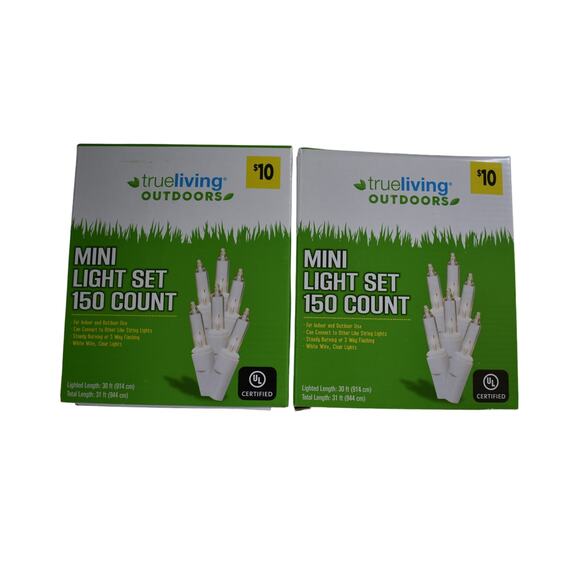 New 2 Pack Mini Light Set 150 Count Each Indoor Outdoor White Wire Clear Light - Picture 1 of 2